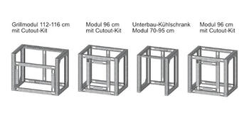 Einzelmodule des vivandio custom go Outdoor Küchen Bausatzes