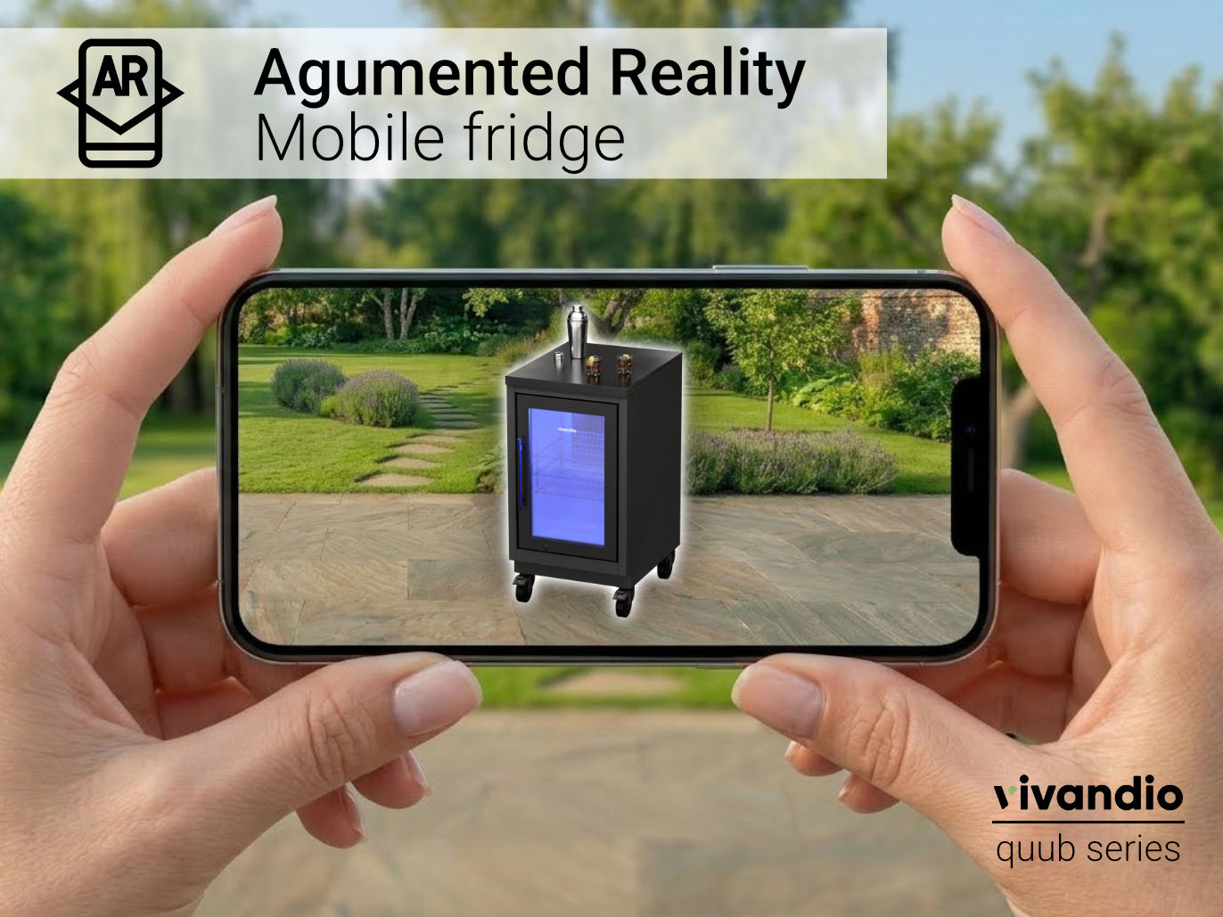 Mobiler outdoor Kühlschrank mit Augmented Reality am Handy testen