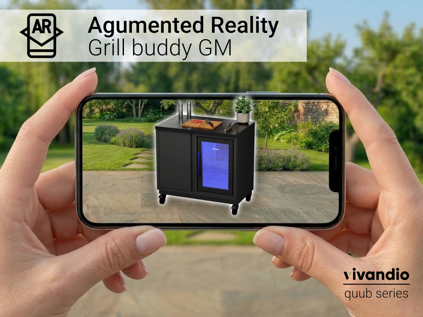 Grillmodul mit Kühlschrank mit Augmented Reality am Handy testen