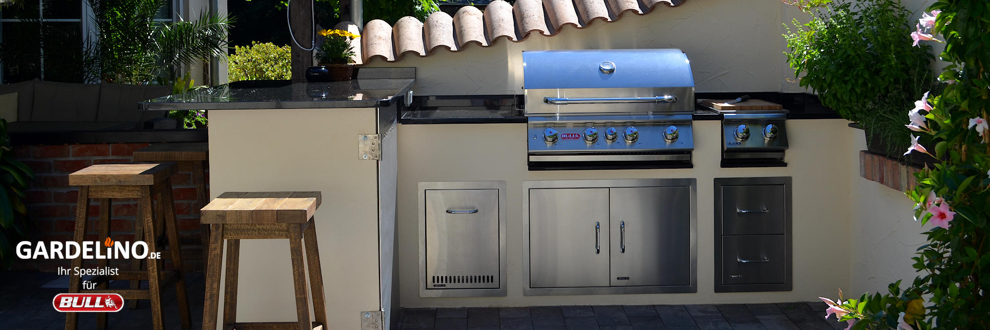 Außenküche kaufen mit Bull BBQ Einbau Gasgrill und Komponenten