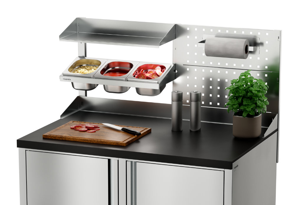 vivandio quub Grilltisch mit GN-Einsatz in Schubladen und Kühlschrank