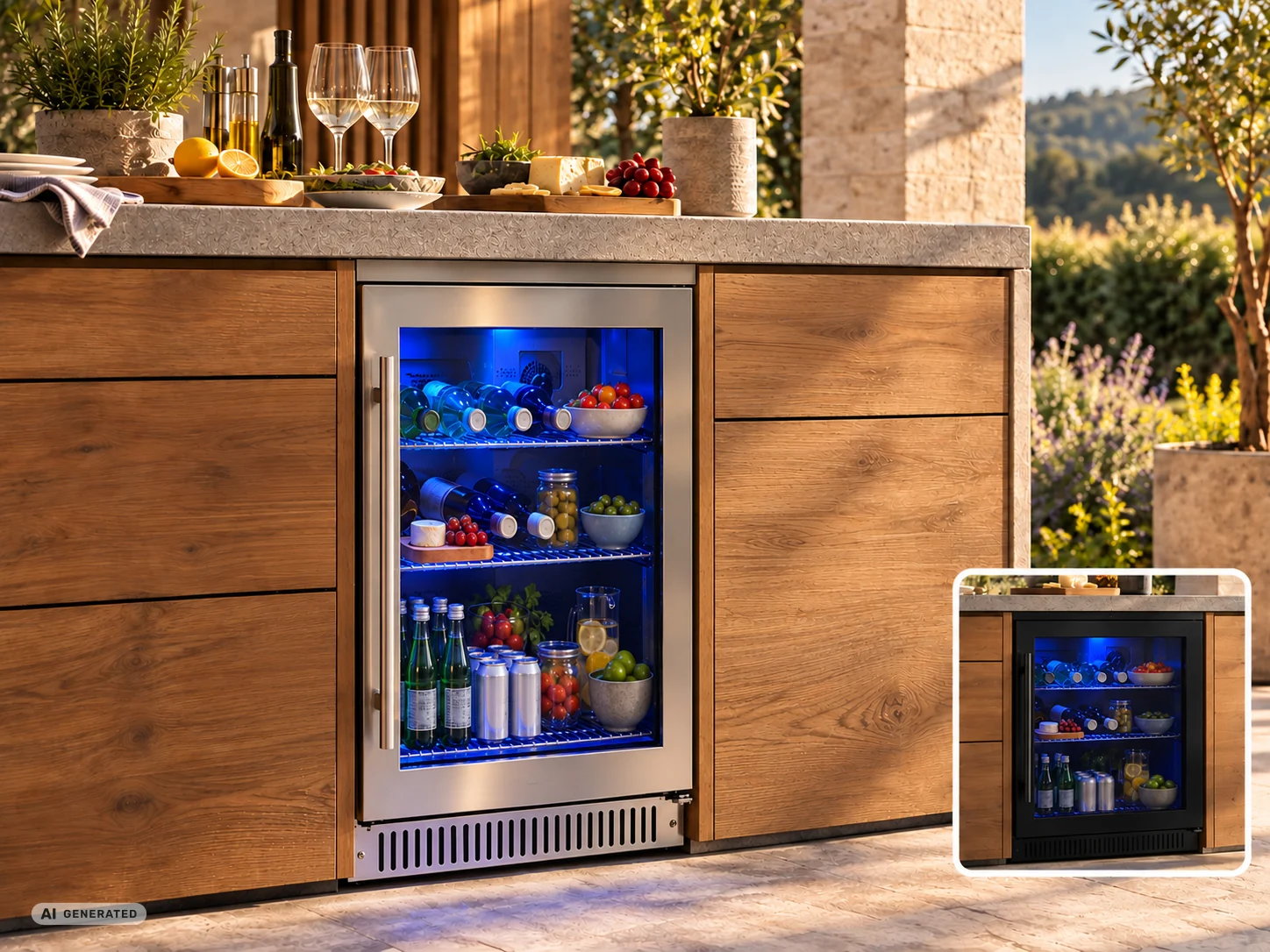 Vivandio FS150 Outdoor-Unterbaukühlschrank aus Edelstahl