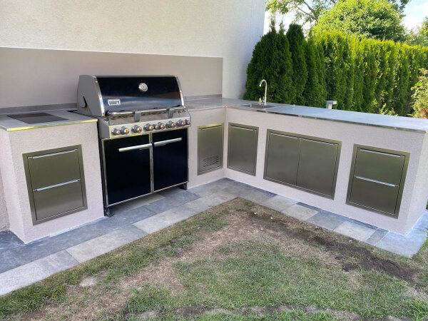 Außenküche Bau-Modul 96 cm mit vivandio Doppelrahmen Cutout Kit