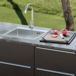 Auslaufmodell: Outdoor Küchen Spüle L mit Armatur & Gartenschlauchstecksystem