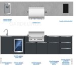 vivandio elements 600 Modul-Außenküche mit Spüle, Kühlschrank, Grill und Induktionskochfeld