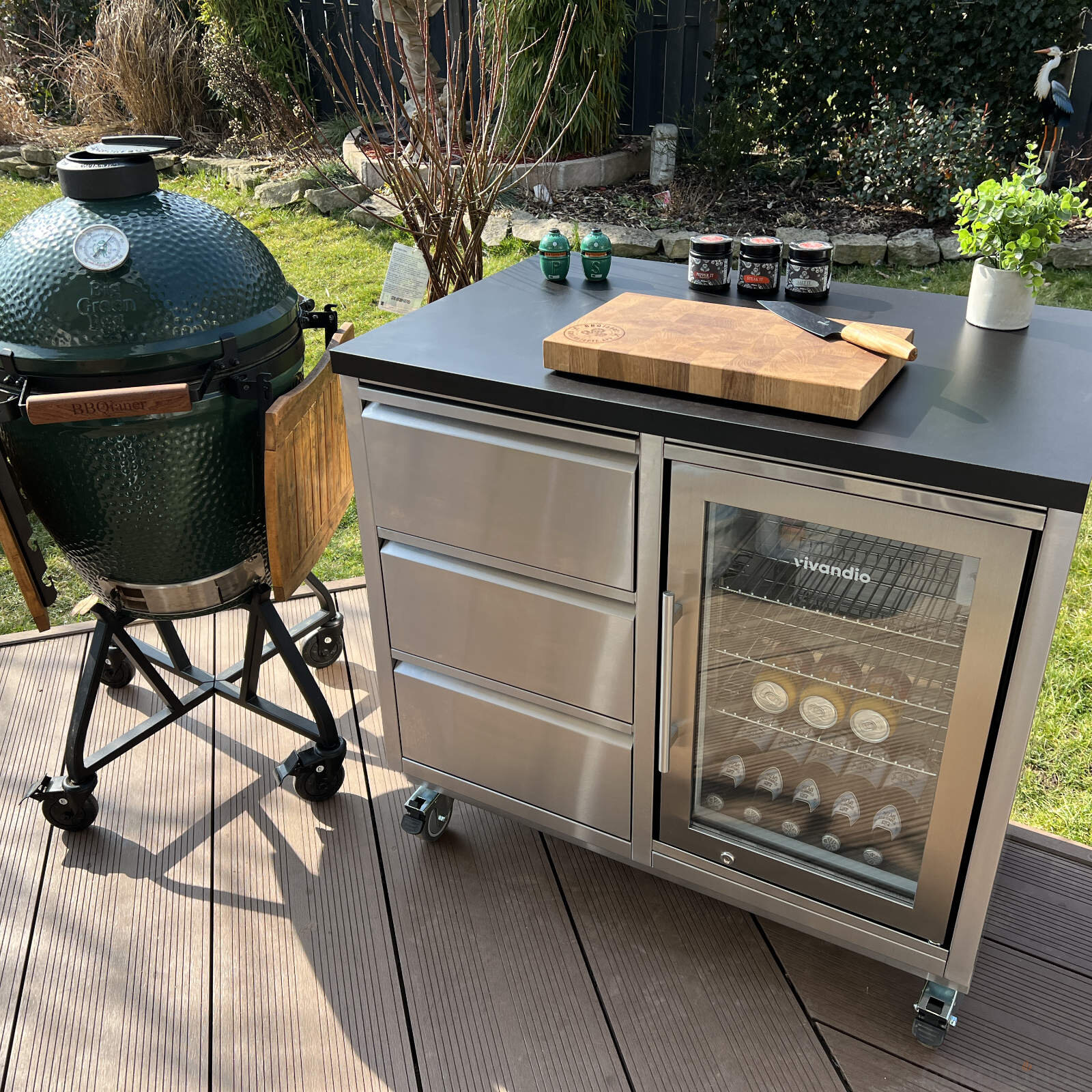 vivandio quub Grilltisch mit Big Green Egg