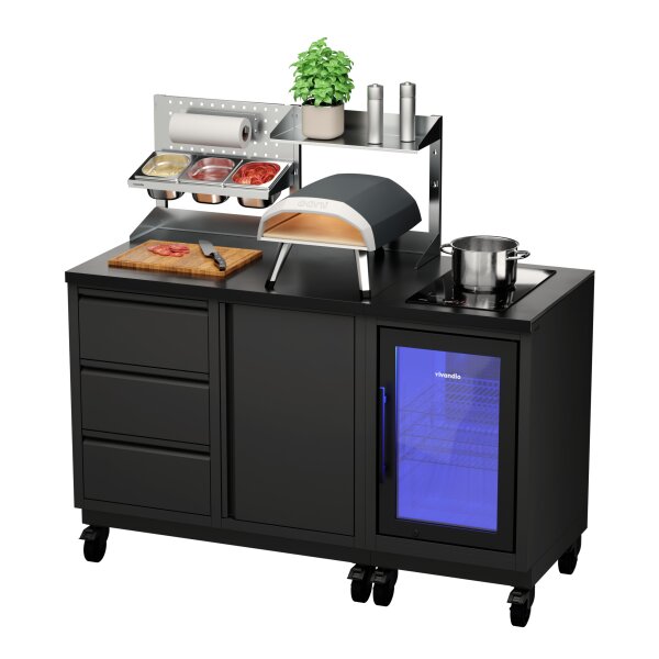 Kompakte Gartenküche mit Kühlschrank & Kochfeld