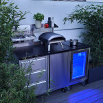 Garten- & Grillschrank mit Steinarbeitsfläche, schwarz mit Stellfüßen