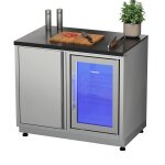 Grillmodul mit Outdoor Kühlschrank, silver mit Stellfüßen