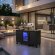Outdoor Cocktailstation mit Kühlschrank und Spüle, black mit Lenkrollen