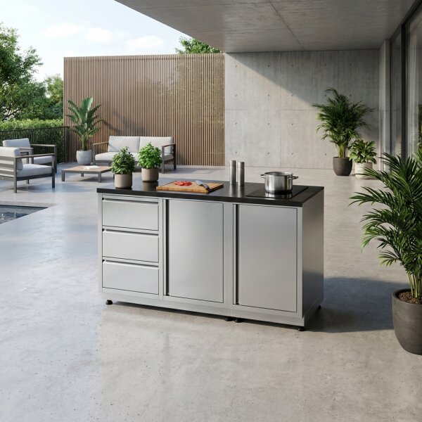 Outdoor Kochstation, silver mit Stellfüßen