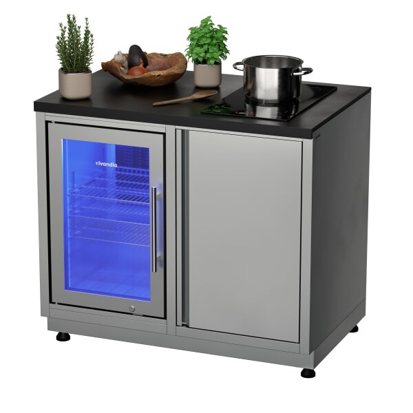 Mobile Outdoor-Kochstation mit Kühlschrank & Kochfeld