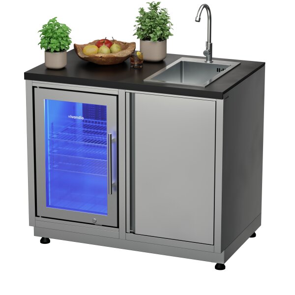 Kleine Gartenküche mit Spüle & Kühlschrank