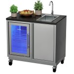 Kleine Gartenküche mit Spüle & Kühlschrank