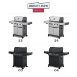 Prime Liner by BULL G3 – schwarzer 3-Brenner-Gasgrill mit Infrarot-Seitenbrenner