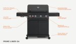 Prime Liner by BULL G4 – schwarzer 4-Brenner-Gasgrill mit Infrarot-Seitenbrenner