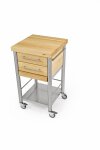 Joko domus Auxilium  Küchenwagen klein mit zwei Schubladen 50 x 50 cm Arbeitsplatte: Weißbuche Längsholz; Schublade: Weißbuche Längsholz
