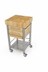 Joko domus Auxilium  Küchenwagen klein mit zwei Schubladen 50 x 50 cm Arbeitsplatte: Weißbuche Stirnholz; Schublade: Weißbuche Längsholz