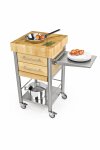 Joko domus Auxilium  Küchenwagen klein mit zwei Schubladen 50 x 50 cm Arbeitsplatte: Weißbuche Stirnholz; Schublade: Weißbuche Längsholz