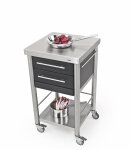 Joko domus Auxilium  Küchenwagen klein mit zwei Schubladen 50 x 50 cm Arbeitsplatte: Weißbuche Stirnholz; Schublade: Weißbuche Längsholz