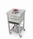 Joko domus Auxilium  Küchenwagen klein mit zwei Schubladen 50 x 50 cm Arbeitsplatte: Weißbuche Stirnholz; Schublade: Weißbuche Längsholz