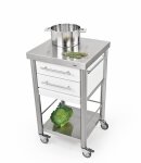 Joko domus Auxilium  Küchenwagen klein mit zwei Schubladen 50 x 50 cm Arbeitsplatte: Weißbuche Stirnholz; Schublade: Weißbuche Längsholz