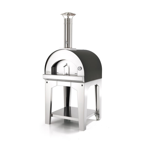 Stahl Holzbackofen mit Gestell Fontana Forni Margherita 60 Anthrazit