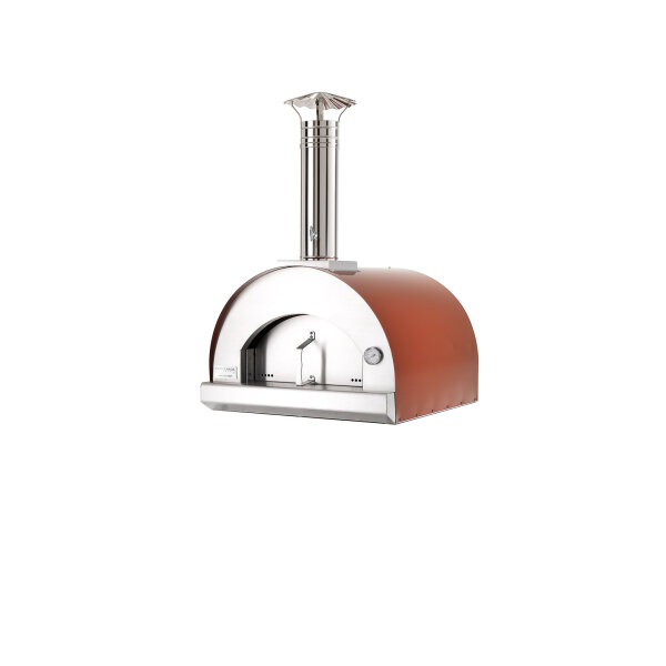 Stahl Holzbackofen Tabletop Fontana Forni Margherita Rot